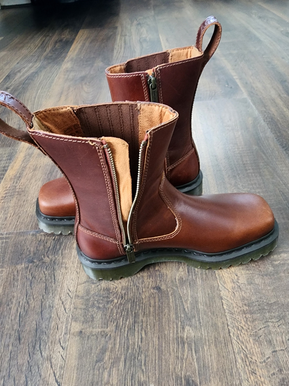 Dr. Martens Chestnut Brown Leather Side-Zip AMAAYAH LO Boots - Picture 8 of 10